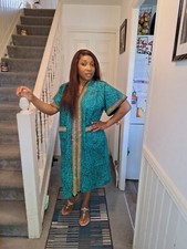 African Ankara Print Dress Ankara with Rhinestones Free Size Boubou UK 14 - 20