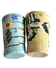 Jane Peiser Set of 2 Salt Glazed Art Pottery Tumbler Cups Vases Signed ~4" Tall