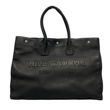 Auth SAINT LAURENT PARIS Rive Gauche 587273 Black Leather - Tote Bag