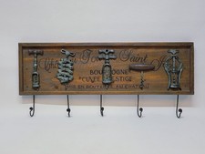 Country Corner Wine Theme Tea Towel Rack 5 Hooks Hangers Coat Rack