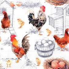 Serviettes en papier poules