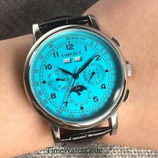 Corgeut Pilot Men's Automatic Watch Aviator 42mm Day Date Calendar Blue Dial