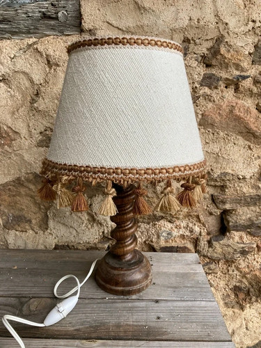 Lampe bois vintage - en,