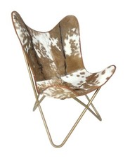 Cuir de Vache Papillon Chaise – Fait à la Main Rétro Boho Sling Accent Fauteuil