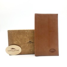 Unused Long Term Storage Item LONGCHAMP Logo Embossed Wallet Notebook Cover Leat