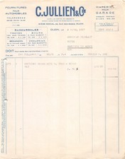1937 FOURNITURES POUR AUTOMOBILES MATERIEL POUR GARAGE C JULLIEN A DIJON -