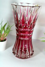 Vintage 1950s Top crystal glass Vase Val saint lambert signed ruby red 