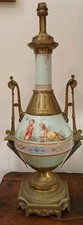 ANTIQUE EMPIRE BRONZE AND PORCELAIN CHILDREN'S ALLEGORY LAMP 
