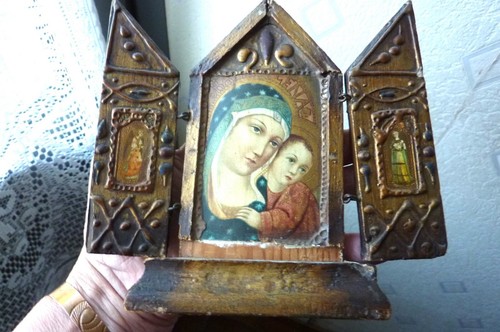 Joli triptyque ancien bois - ancien,