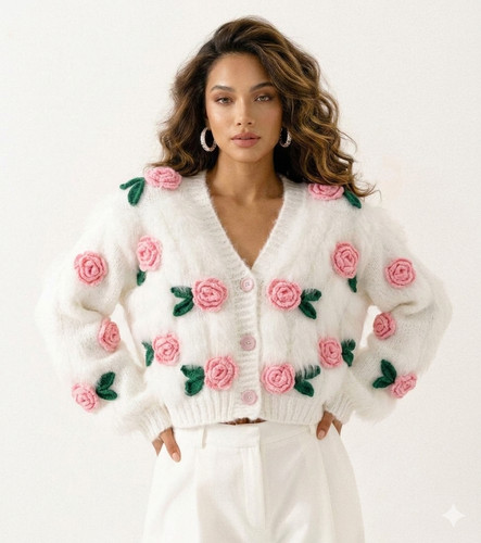 Handmade fuzzy white crochet - handmade,