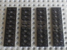 LEGO TECHNIC Black Flat Hole Flat Plates 2 x 8 Ref 3738