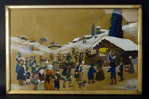 Peinture ancienne gouache à - peinture,