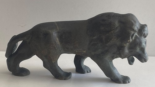 African bronze lion sculpture - african,