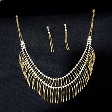 Ensemble De Bijoux Oriental Boucles D'oreilles Collier Chaîne Collier Doré