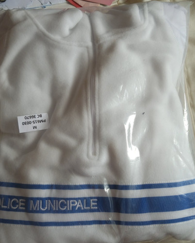 Pull polaire blanc police - pull,