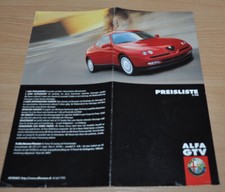 1998 Alfa Romeo GTV Preisliste Price List Brochure Prospekt