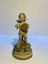 Angel Tambourine Playing Angel Cookie Figure Figurine, Capodimonte Decoration