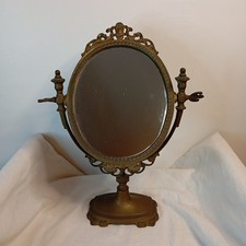Miroir Psyché En Laiton . Inclinaison Réglable / Art Nouveau Vintage