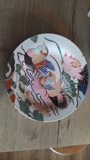 China Bird Mandarin Ducks Porcelain Small Dish Plate 
