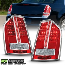 For 2011-2014 Chrysler 300 w/ Chrome Accent LED Tail Lights Brake Lamps Pair Set