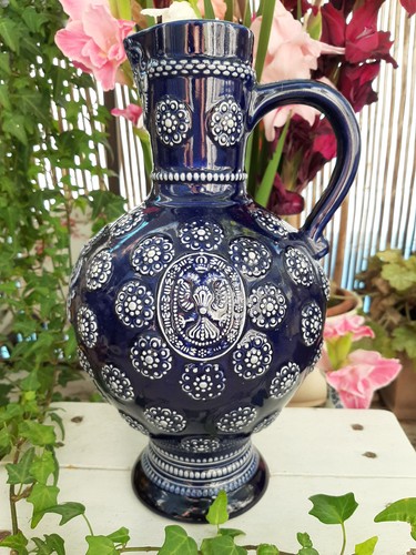 Pichet carafe grès - grès, bleu