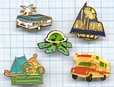 Lot PIN'S camper trailer raclet van caravan leisure HOBBY CYCLO Paragliding