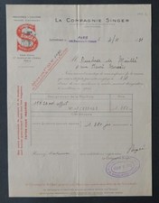 Invoice PARIS 1931 COMPANY SINGER sewing machine illustrated 53