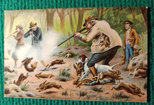 Old postcard - illustrator hunting - rabbit hunters - humorous series 1141/4