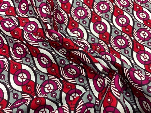 Tissu wax blanc - wax, bordeaux