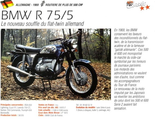 Fiche moto bmw r75 - r75/5, (