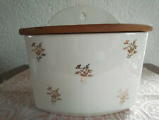 Grand pot boîte à allumettes mural bouquet petites fleurs dorées FAÏENCE SALINS 