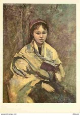 Art - Painting - Jean-Baptiste Camille Corot - Young woman sitting a book at the