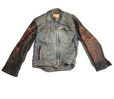 Vintage Strongarm Jacket Icon Moto Vintage Skulls Denim Leather Men Size XL