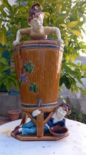 Very rare fountain body XIX Sarreguemines decor vine winemakers barrel