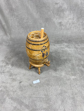 Vintage Wooden Barrel Shape Cigarette Box Dispenser Made in France