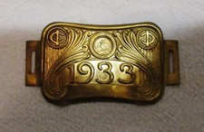 Antique Brass Tax 1933 Vintage French Flat Tax Bike Plate