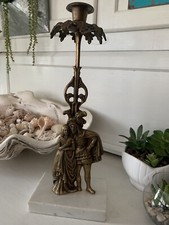 ANTIQUE-GIRANDOLE-DORE-GOLD GILT-BRONZE-ROMANTIC COUPLE-LUSTERS-CANDLE HOLDER