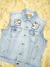Vtg 80s Mens Levis Biker Trucker Gangster Custom Make Denim Jeans Vest Jacket L
