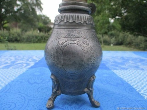 Antique petroleum lamp pewter - antique,