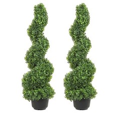 VEVOR Topiaire Artificielle Spirale 2 Plantes Déco 91cm 10 Feuilles Remplaçables