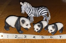 Lot of 4 Schleich Animal Figures Zebra Panda