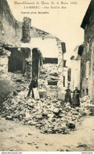 8741 postcard 13 Earthmake 1909 - Lambesc - an old street