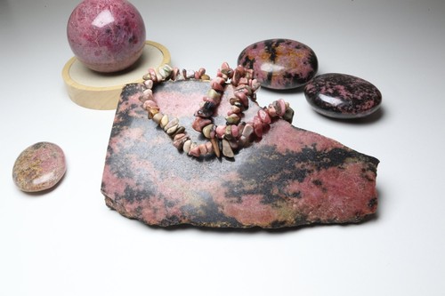 Bracelet rhodonite perles - rhodonite,