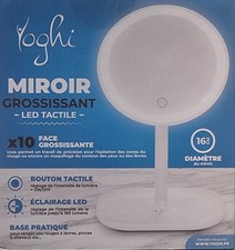 Miroir Grossissant X10 Neuf LED Tactile Yoghi Diam. 16 cm Maquillage 