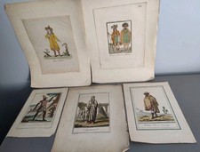 5 Gravures Anciennes Costume