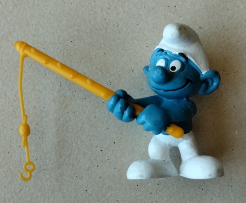 Figurine schtroumpf pêcheur - schtroumpf,