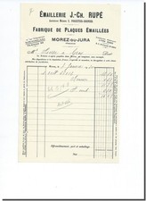 Invoice - J-CH enamel - Rupee enamelled plate factory - Morez 1930