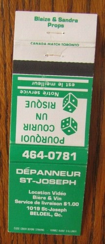 Depanneur joseph matchbook - depanneur,