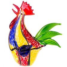 Modern Murano Style Glass Sculpture Glass Rooster Figure
