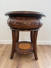Faux Bois Round Table with Drawer
